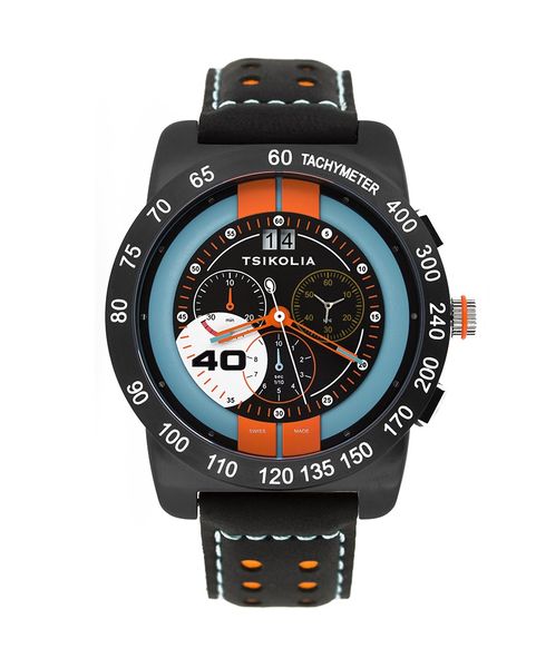 TSIKOLIA GT40 Limited Edition Swiss Made Men's Leather Watch - Black