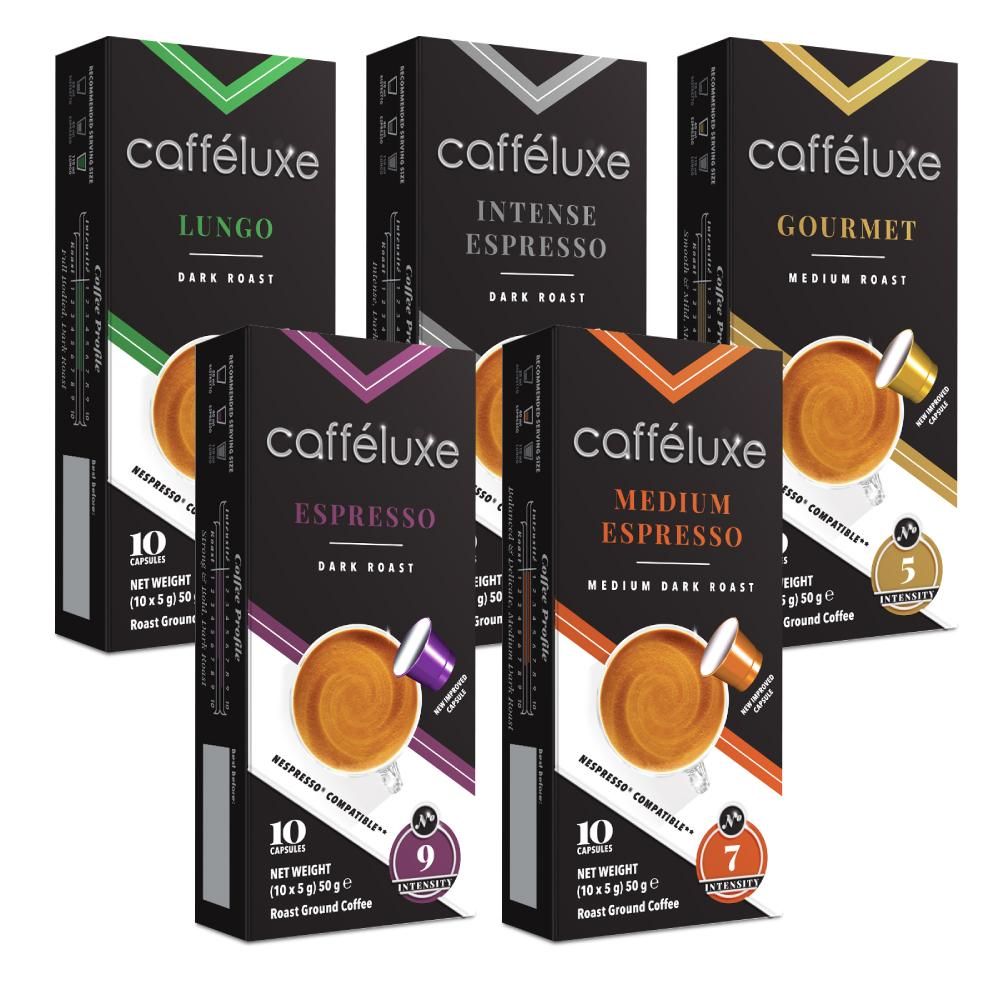 Cafféluxe Signature Range Variety Taster Pack 50 Nespresso