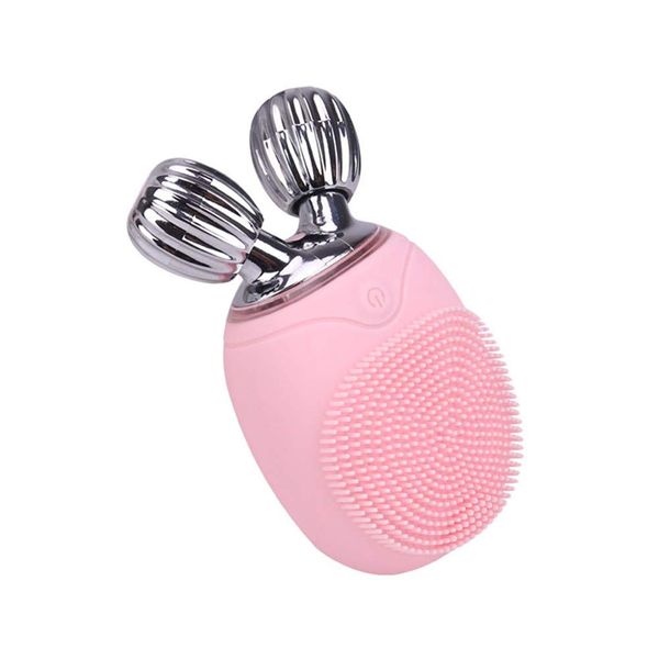 USB Rechargeable Facial Cleansing Brush with 3D Roller Face Massager