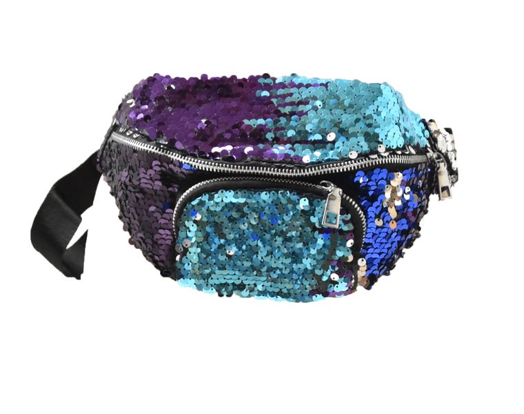 SKA Purple Turquoise Sequins Moonbag