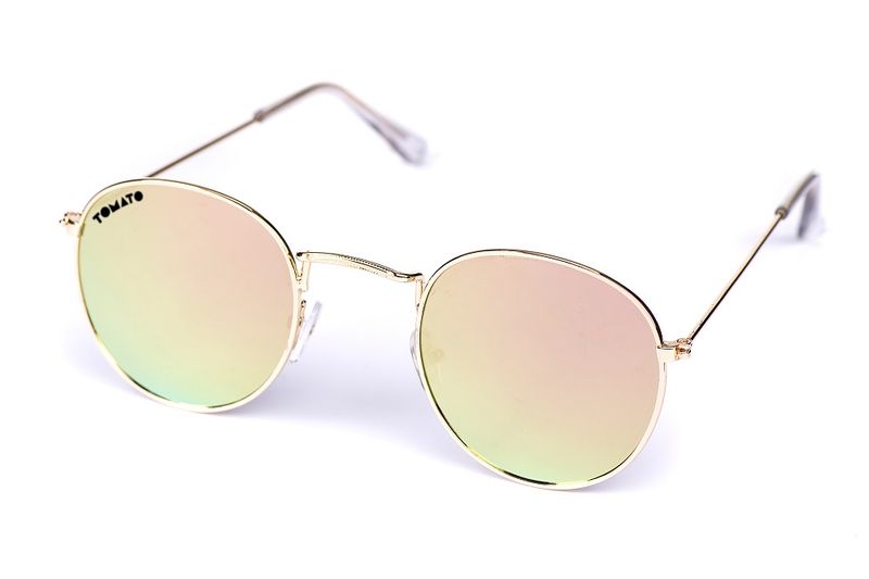 Tomato Gold Frame With Transparent Temple With Red Mirror Lens Sunglasses