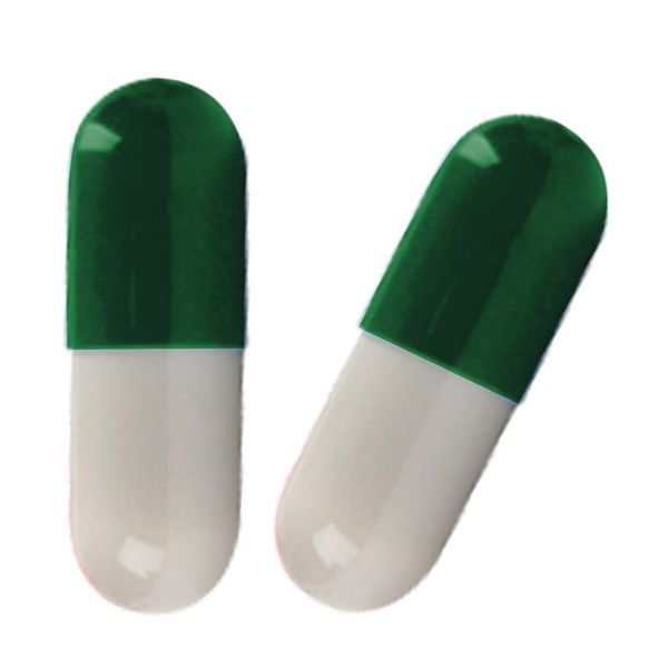 1000 Size 0 Empty Gel Capsules (White/Green)
