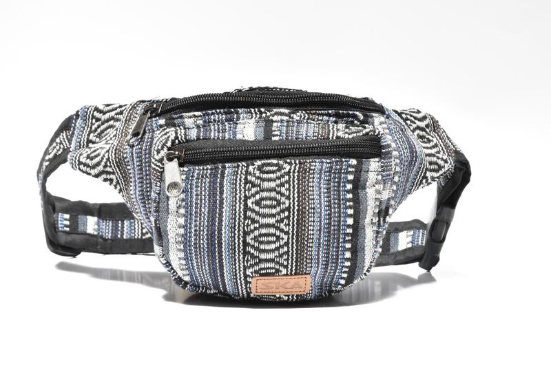 SKA Grey and Blue Ghari 3 Zip Moonbag