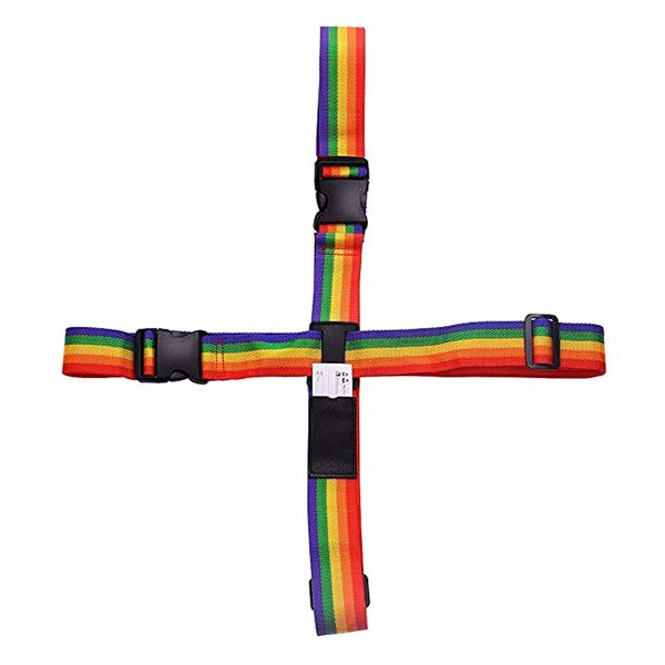 Adjustable Cross Luggage Strap Travel Suitcase Packing Belt-Rainbow