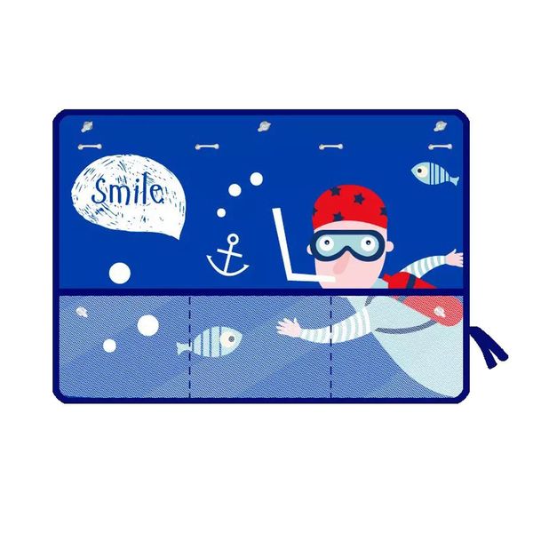 Cartoon Ocean Car Side Window Sunshade Curtain with Mesh Pocket