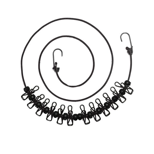 Travel Elastic Clothesline Camping Clothes Line-Black