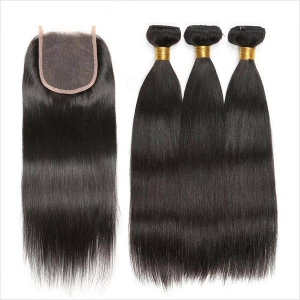 18 Inch Brazilian Straight Hair - 3 Bundles with Closure | 100% Human Hair