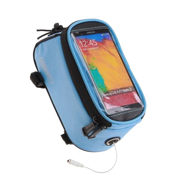 Waterproof Bike Front Tube Handlebar Bag - Blue (Size:L)