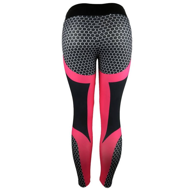 Honeycomb High Waist Elastic Women's Fitness Pants Pink | Shop Today ...