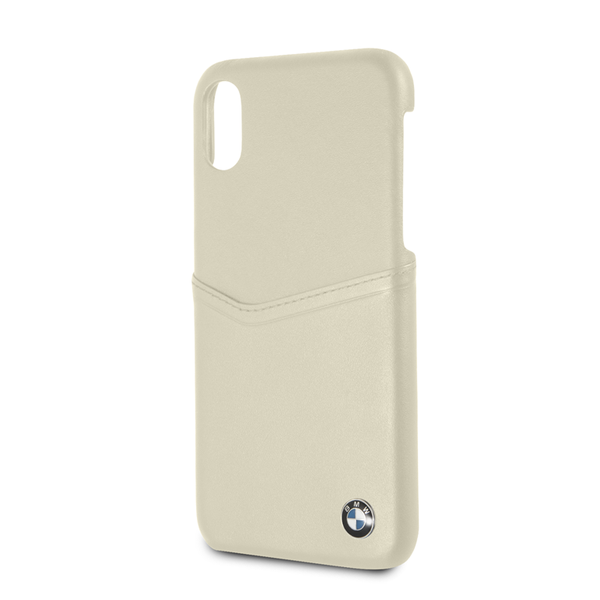 BMW - Genuine Leather Soft Case With Card Slot iPhone X / XS Taupe