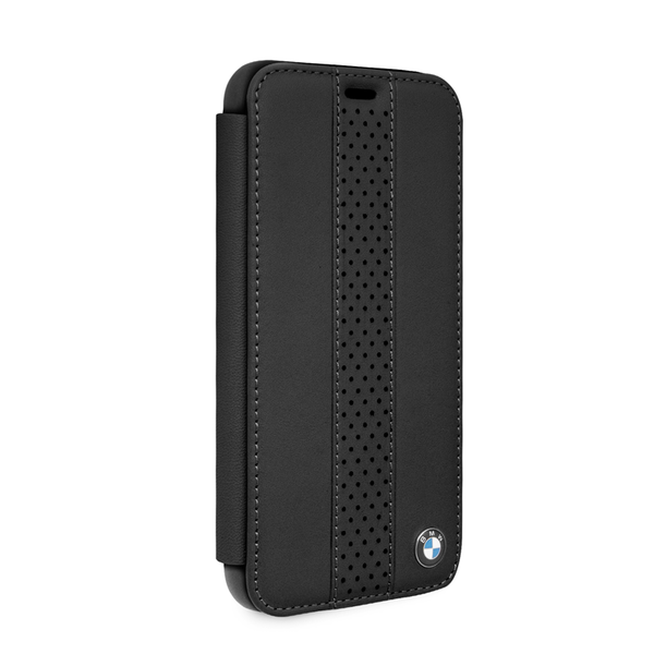 BMW - Real Leather Flip Case iPhone X / XS Black