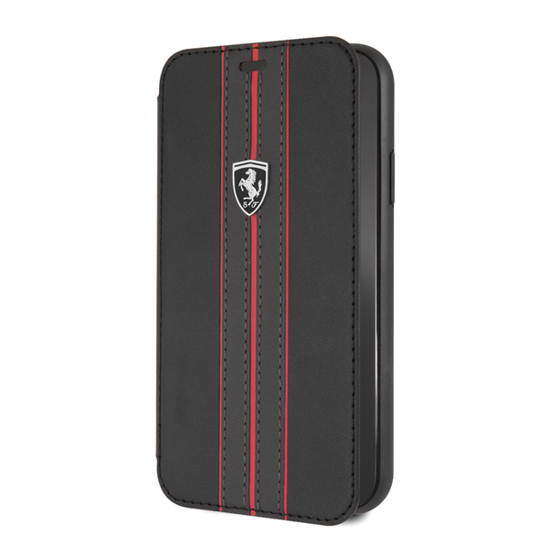 FERRARI - Pu Leather Flip Case iPhone XR Black