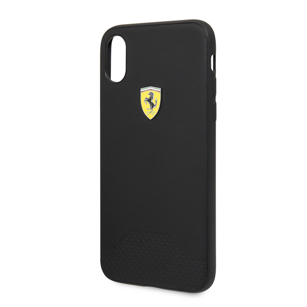 FERRARI - Pu Rubber Soft Touch Perforated iPhone X / XS Black