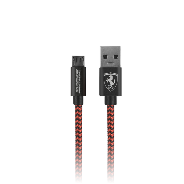 Ferrari Charging Cable Micro USB Nylon Cord - Dark Grey