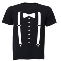 black shirt suspenders