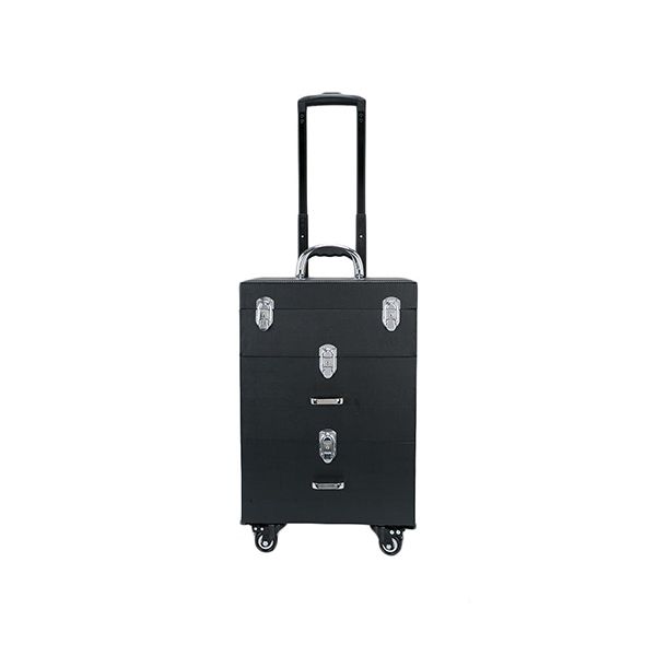 PU Leather Cosmetics Trolley - Black