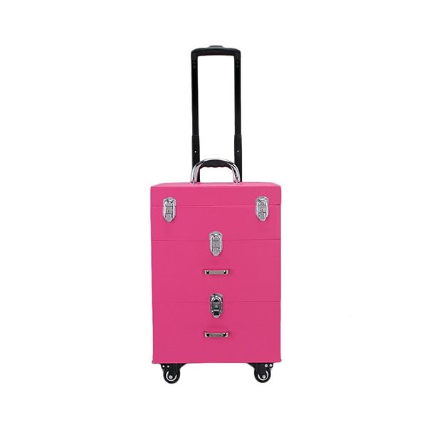 PU Leather Cosmetics Trolley - Pink