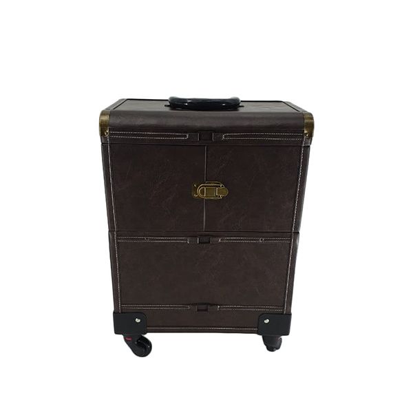 PU Leather Cosmetics Trolley - Brown
