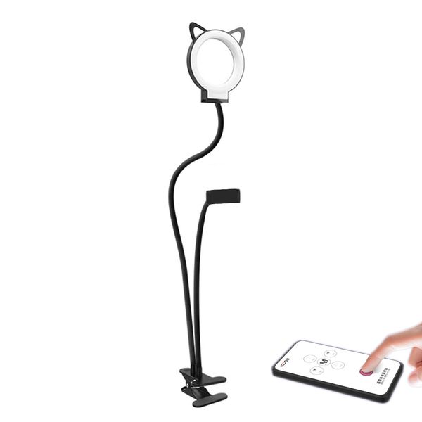 Selfie Ring Light with Cellphone Holder and Desk Clamp with Remote