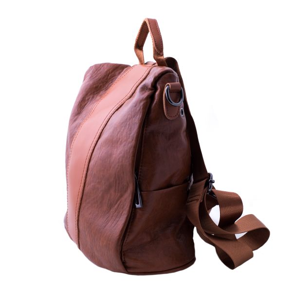 FCG Anti-Theft Faux Leather Backpack - Tan