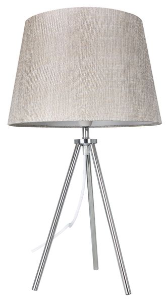 Polished Chrome Table Lamp with Champagne Fabric Shade