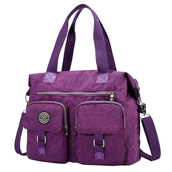 Large-Capacity Waterproof Travel Tote Bag - Purple
