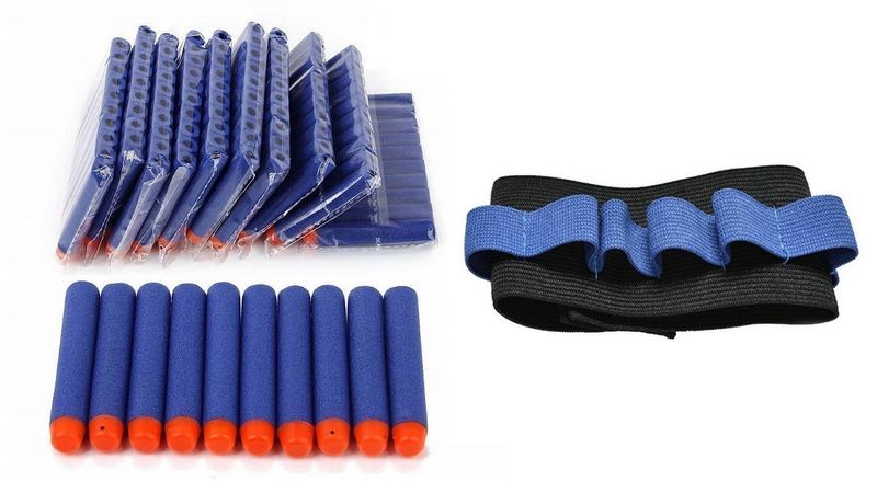 Refill Foam Bullets for Nerf Toy Guns (100 Pack-BLUE + 1 Wrist Band)