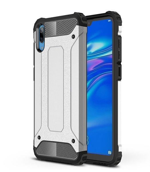 Shockproof Armor Case compatible with Huawei Y7 Pro 2019 Silver