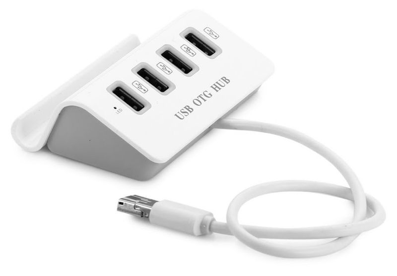2 in 1 OTG + USB Type A 4 USB 2.0 Ports Hub Support Phone Holder Function