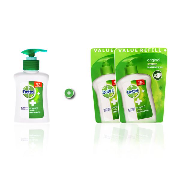 Dettol Hygiene Liquid Handwash VAP - Original - 1 x 200ml Pump + 2 x 200ml Refill Pouch