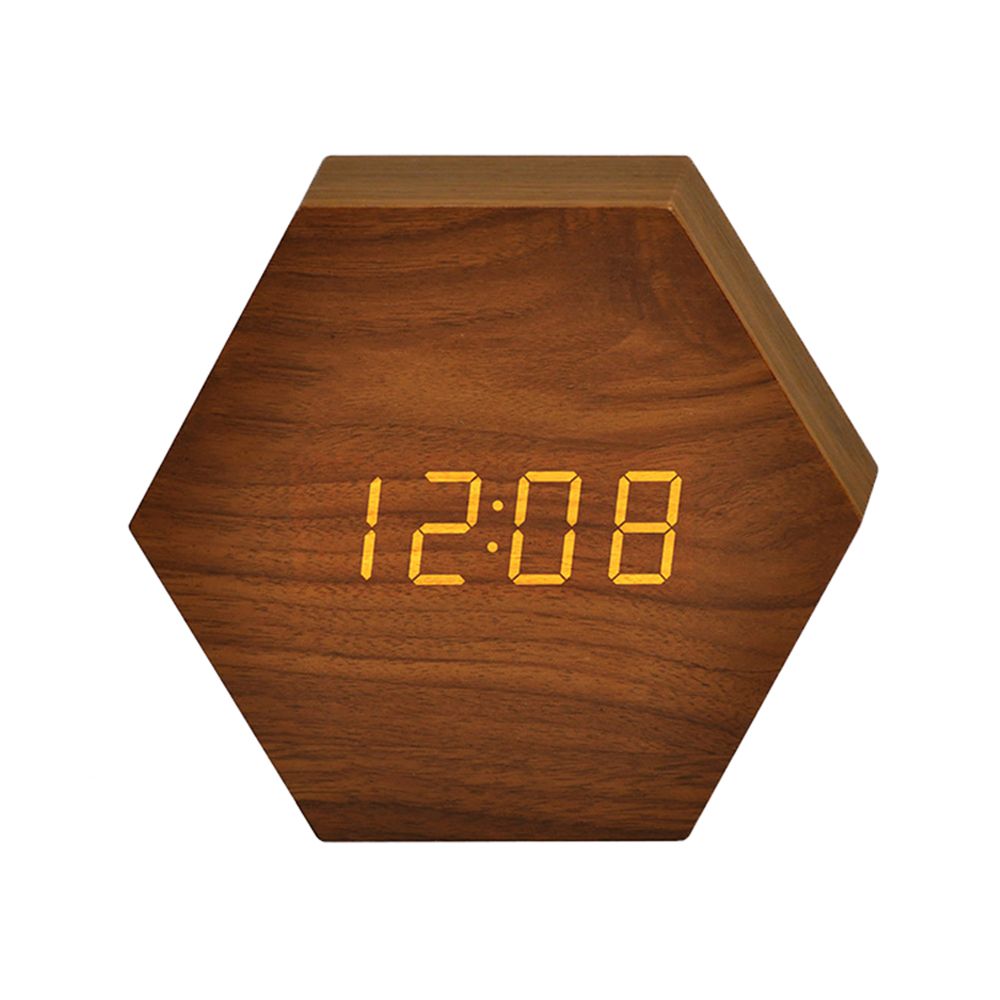 Hexagon Wood Digital Desk Alarm Clock Brown Shop Today. Get it