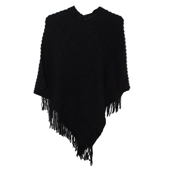 Blackcherry Wooven Hooded Poncho