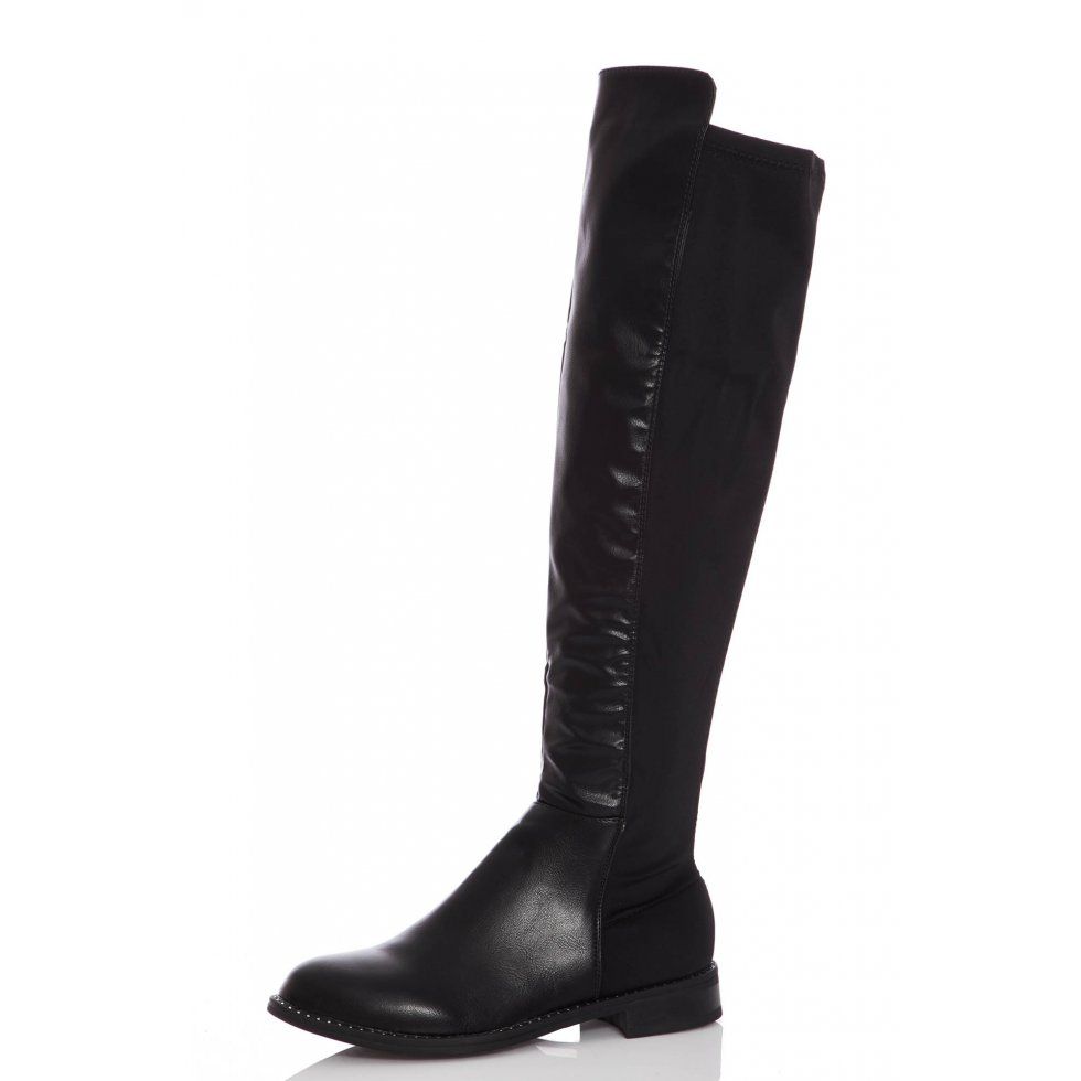 Quiz Ladies Black Faux Leather Knee High Boots - Black | Shop Today ...