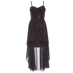 quiz black dip hem dress