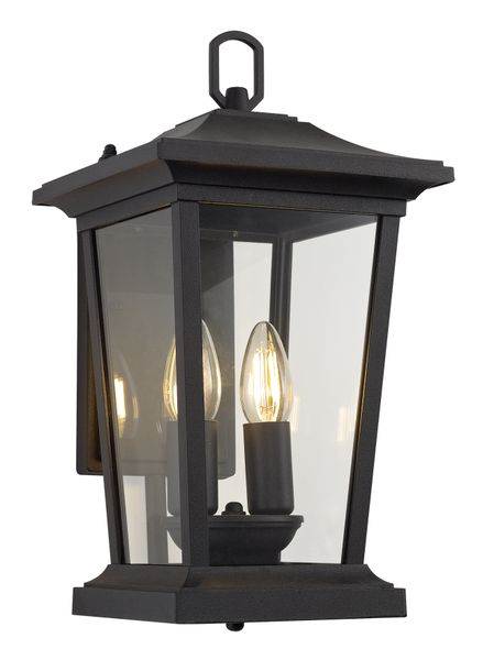 Outdoor Aluminium Wall Light, Down Facing with Clear Glass L513 Black