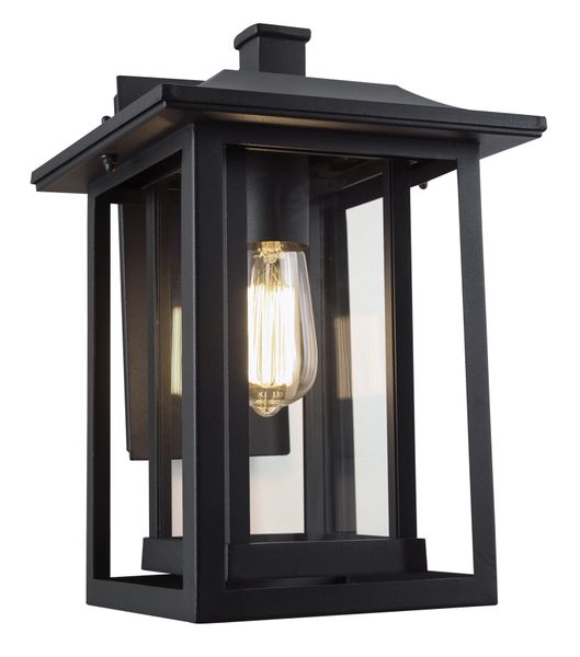 Outdoor Aluminium Wall Light, Down Facing with Clear Glass L513 Black