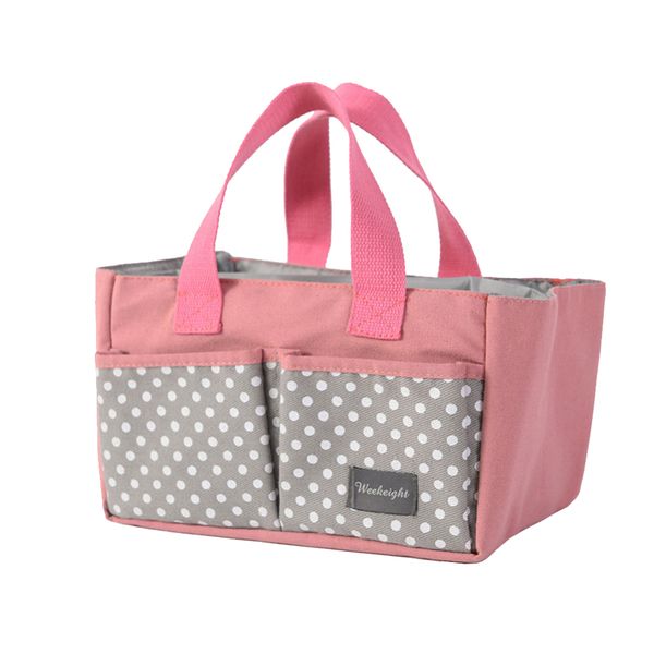 Portable Canvas Diaper Caddy Storage Bag