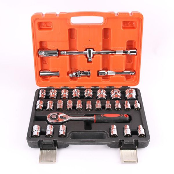 SATAOK 32 Pieces Socket &amp; Bit Chrome vanadium steel sleeve Hand Tool Set