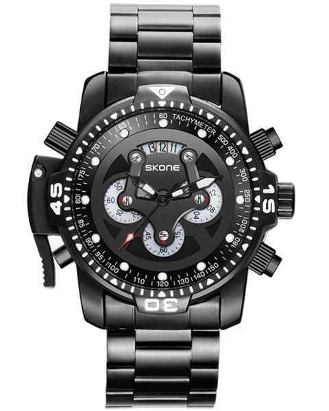 Skone Bradford Chronograph Men's Watch Black Link Strap - Gold