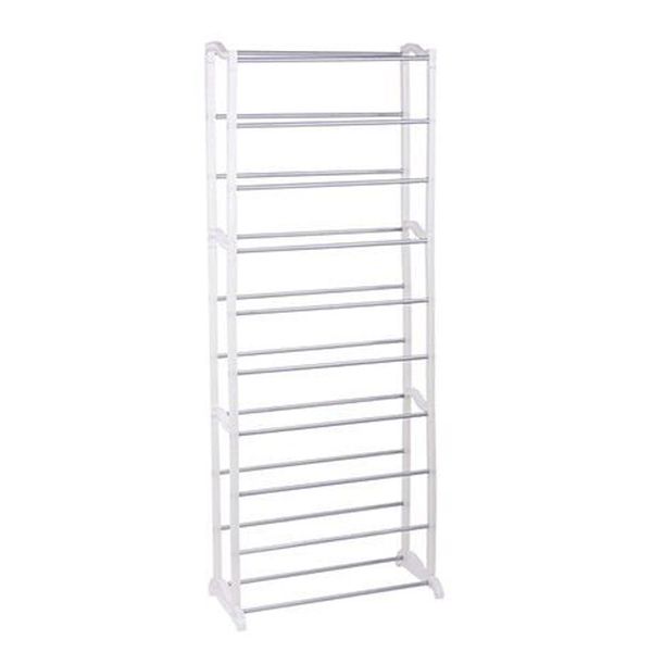 10 Tier Stackable White Frame Shoe Rack