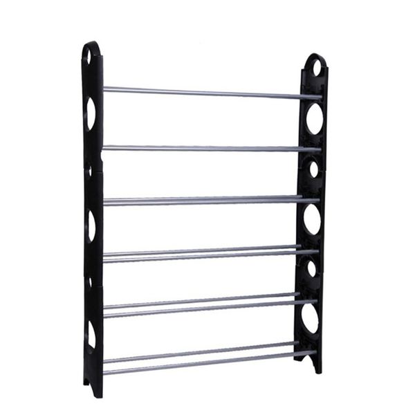 6 Tier Stackable Black Shoe Rack