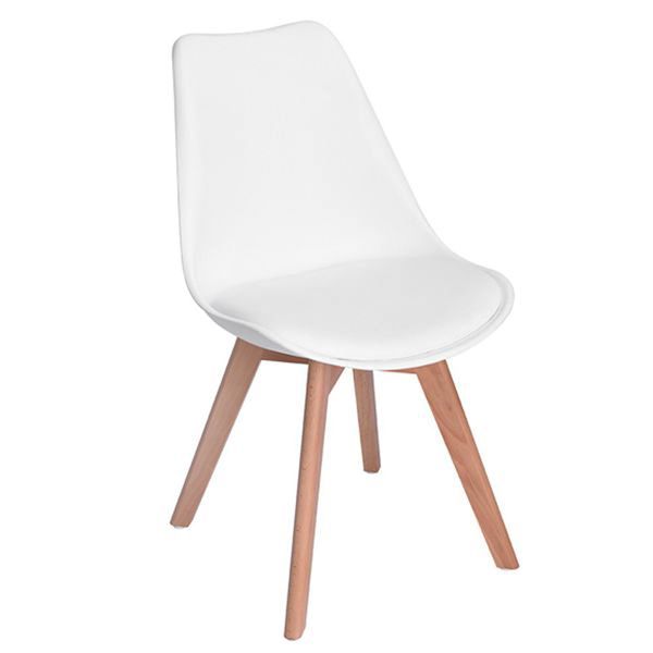Cafe Chair- White with Wooden Legs