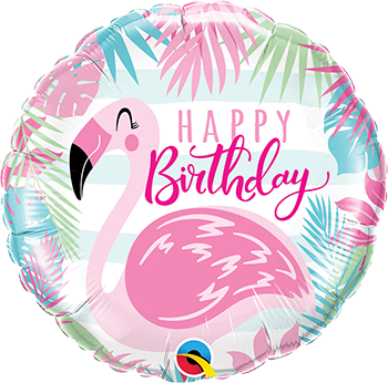 Happy Birthday Pink Flamingo 18inch Foil Balloon