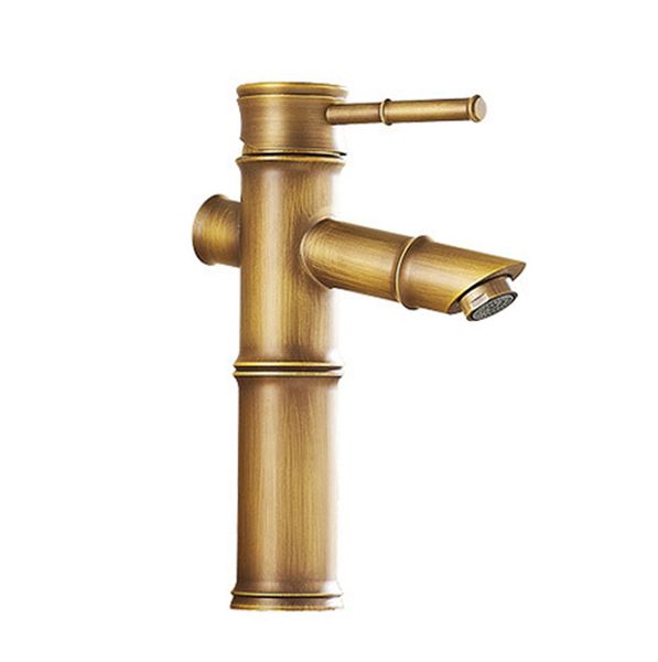 Bathroom Antique Brass Bamboo Shape Design Deck Mounted Faucet