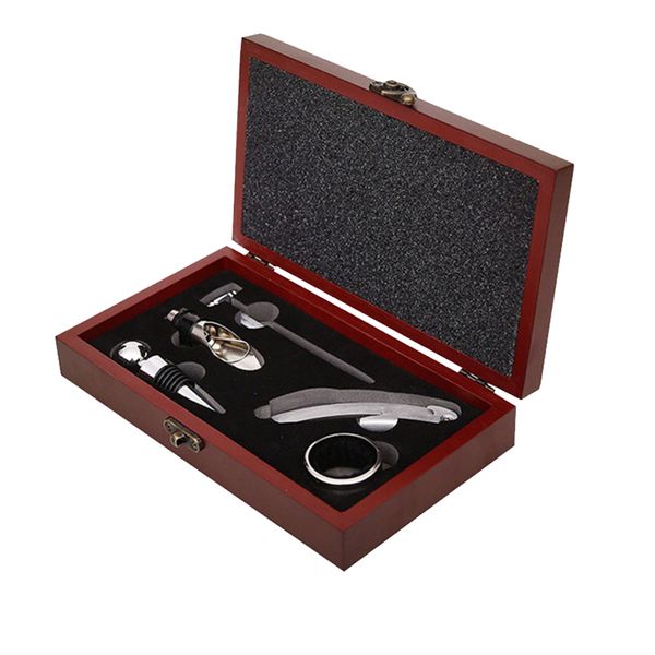5 in 1 Wine Accessory Gift Kit Set with Wooden Box