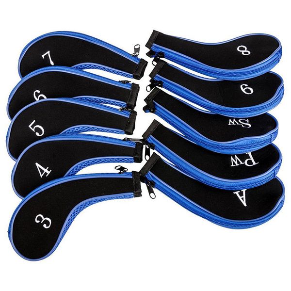 Golf Club Head Protective Covers - Blue (10 Piece)