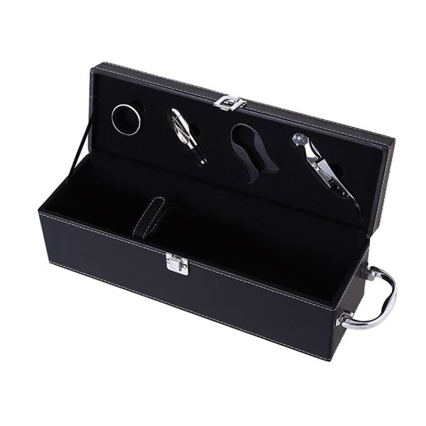 Portable 1 Bottle Wine Carrier Case with 4 Piece Wine Accessory Set