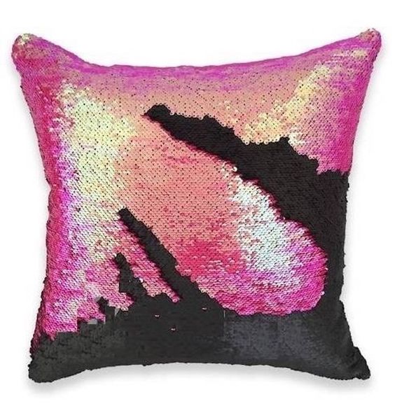 Mermaid Colour Changing Sequin Pillow Cushion - Mermaid Pink &amp; Matte Black