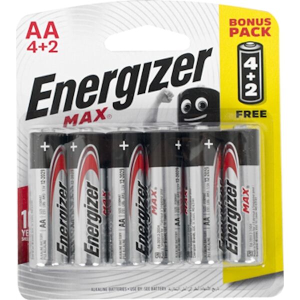 Energizer 1.5v MAX Alkaline AA Battery Card 4+2 Free | Shop Today. Get ...