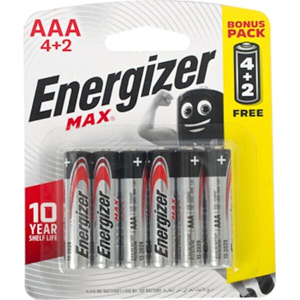 Energizer 1.5v MAX Alkaline AAA Battery Card 4+2 Free
